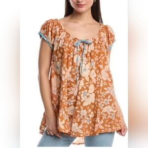 Free People Frankie Floral Tunic Honey Ginger NWOT